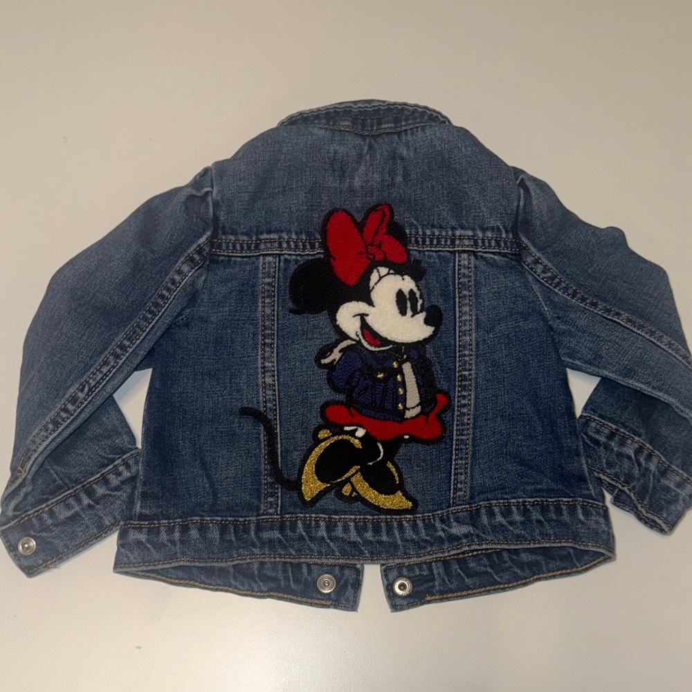 GAP Kids Blue Denim Jacket with Minnie Mouse Patch